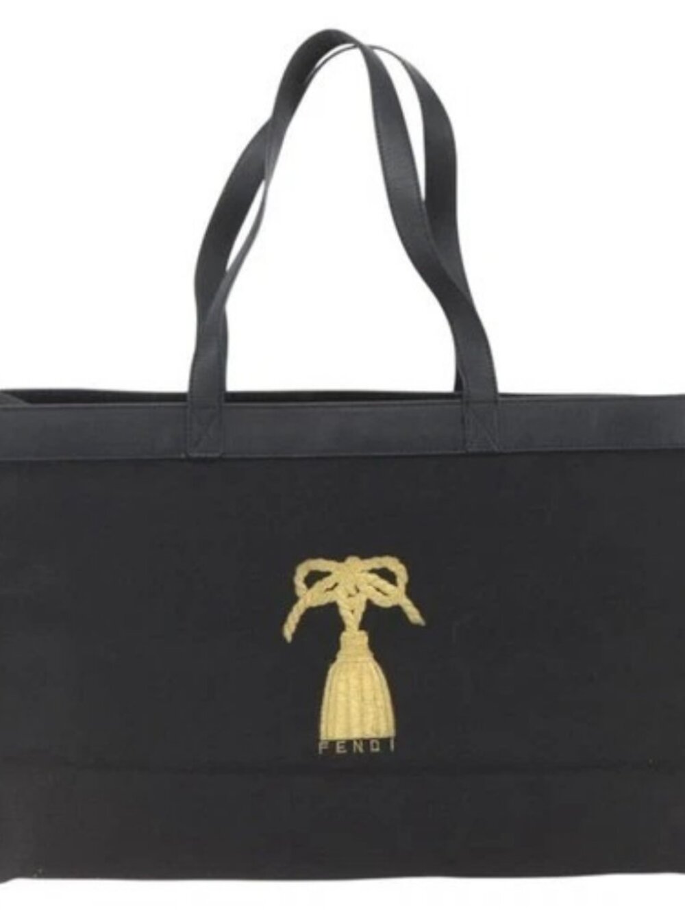 FENDI Tote Bag Canvas Black Gold Auth 169428 - Picture 2 of 15
